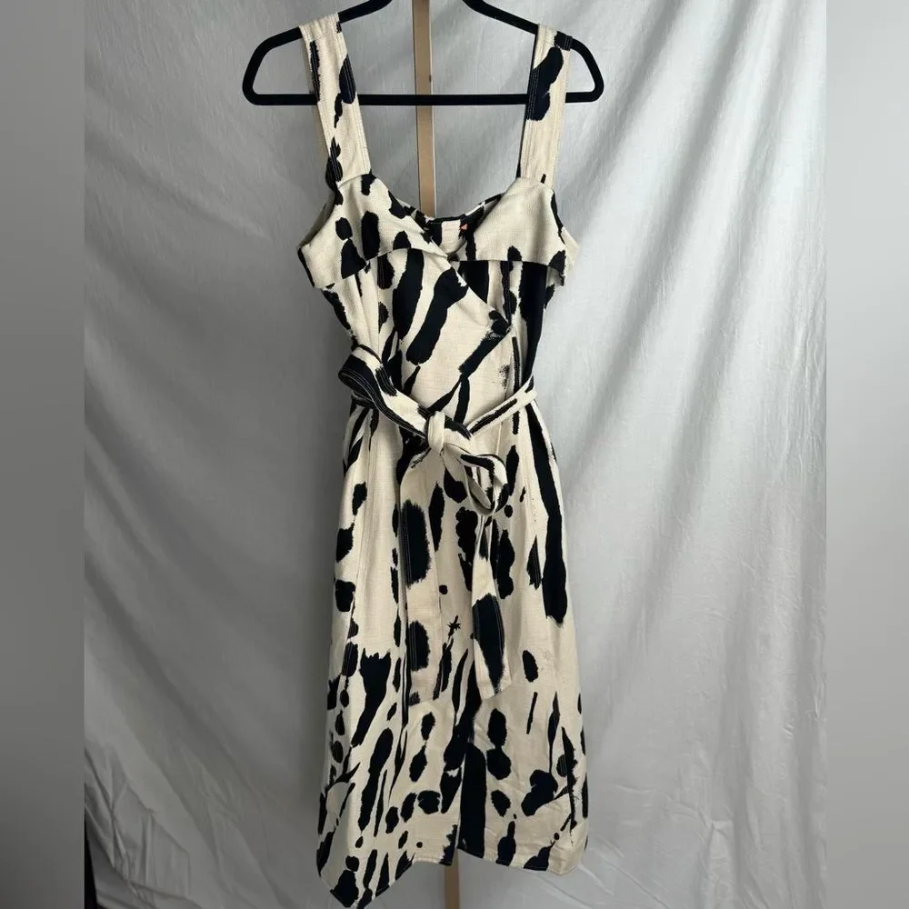 Stine Goya Gina‎ Dress Estimated Size Medium Tie Dye Day Midi Dress Beige Black